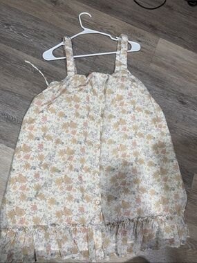 Women's Cream Floral Sundress with Ruffle Hem